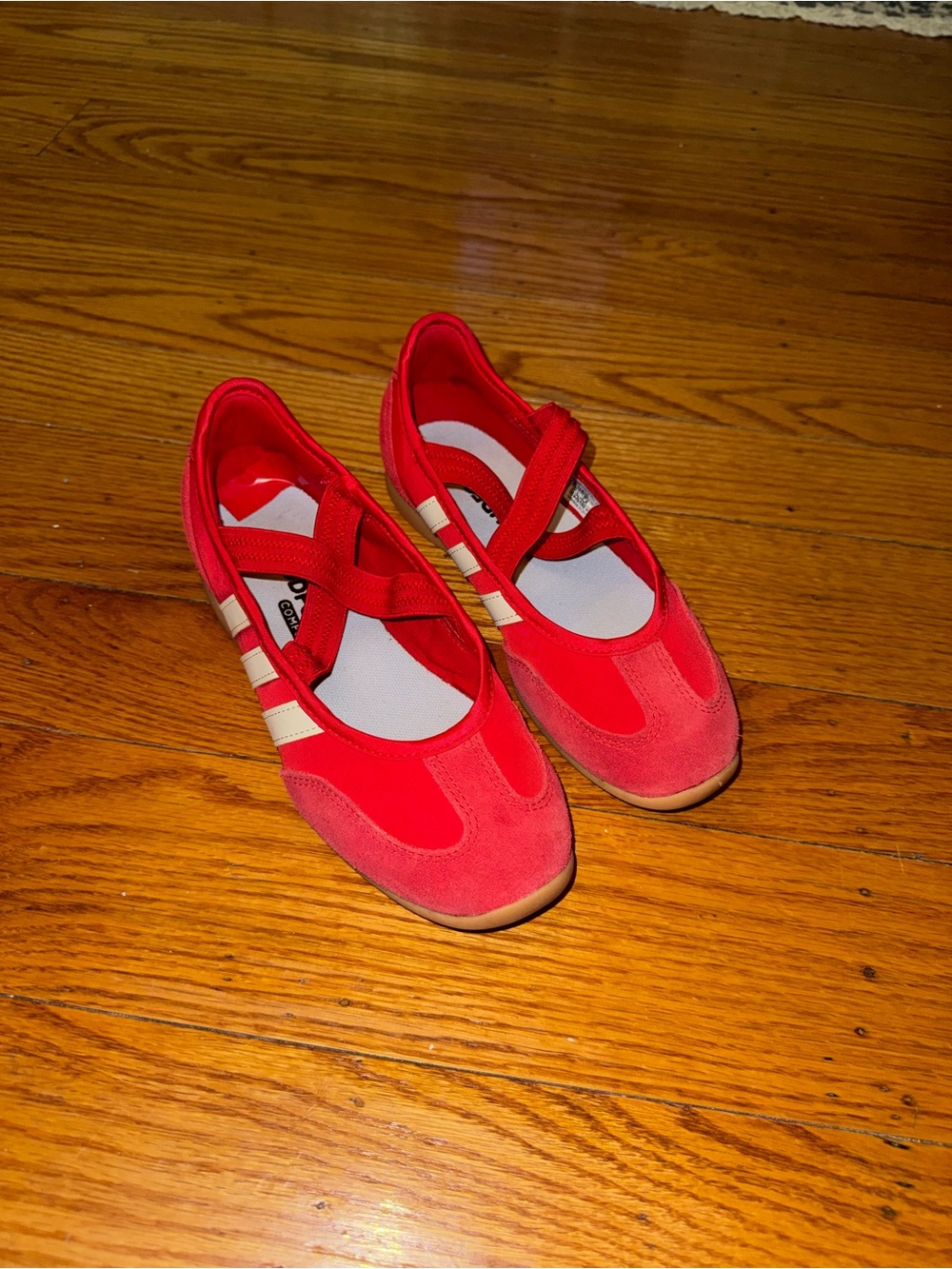adidas Mary Jane Barreda Sneaker in Red with White Stripes - Picture 3 of 6